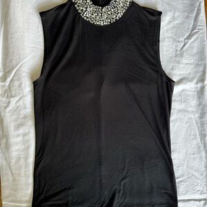 L'AGENCE Black Embellished Sleeveless Blouse